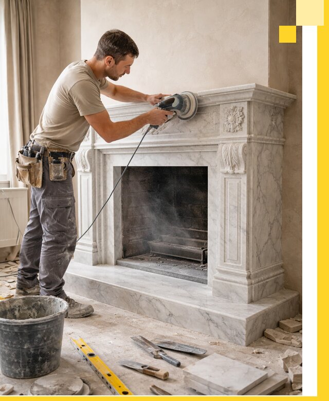 Изготовление и установка мраморных каминов в Торжке под ключ