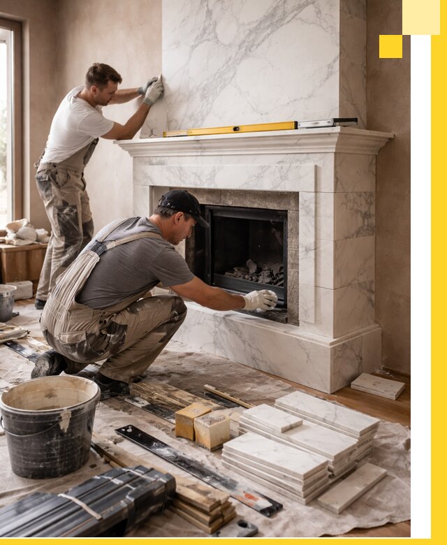 Отделка каминов в Торжке качественные облицовочные работы