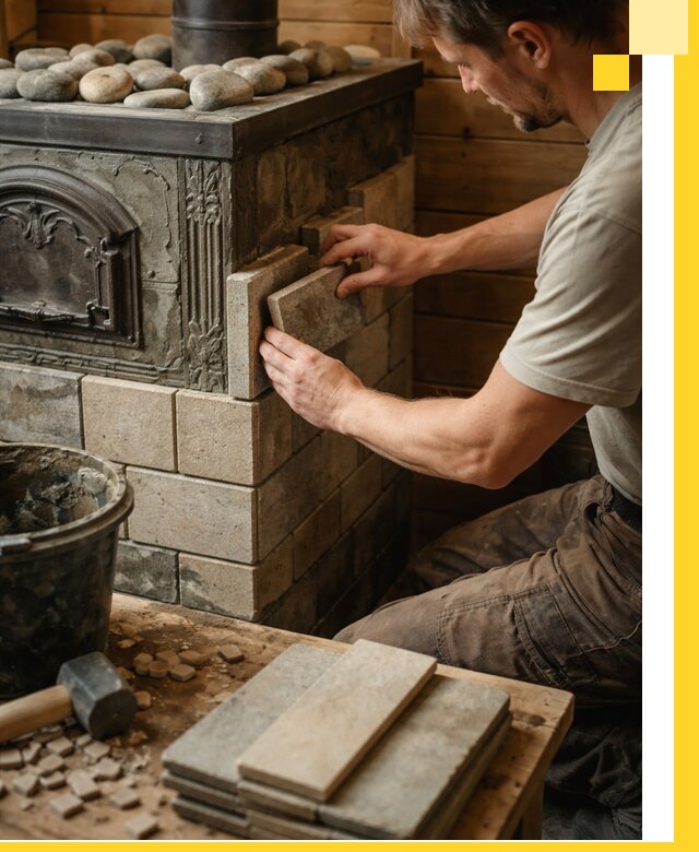 Облицовка банных печей в Торжке профессиональная отделка