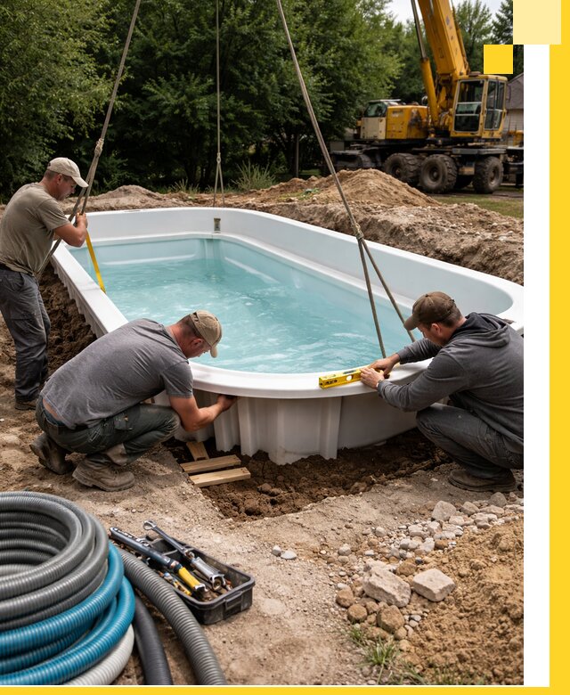 Установка и монтаж композитных бассейнов под ключ в Торжке