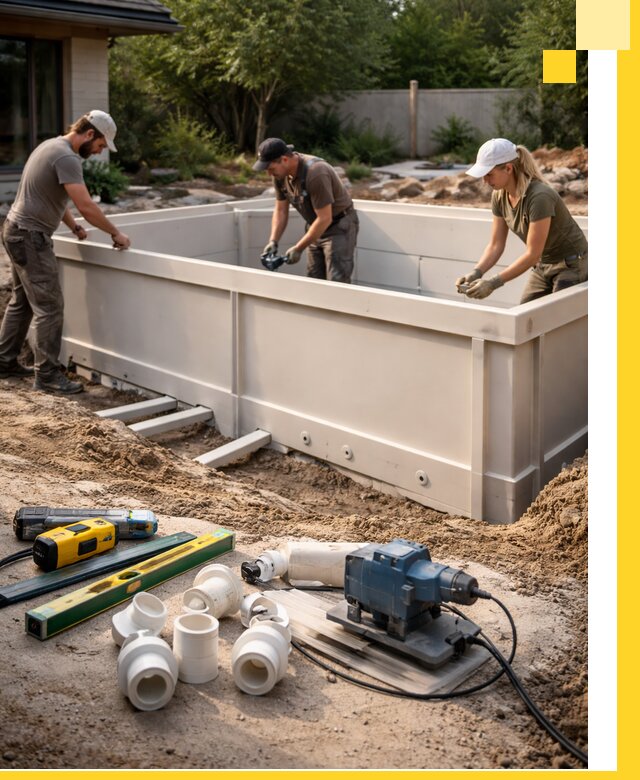 Установка полипропиленовых бассейнов под ключ в Торжке