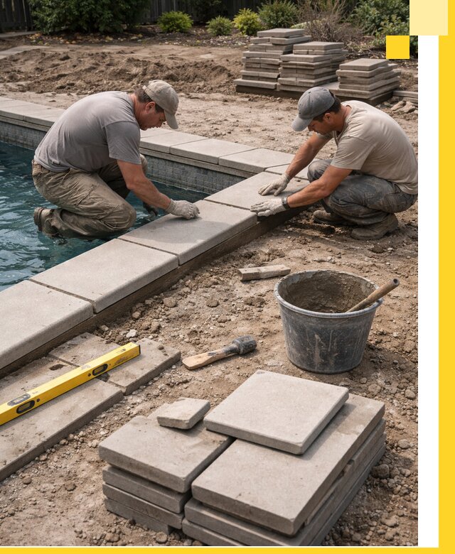Установка и изготовление копингового камня для бассейнов в Торжке