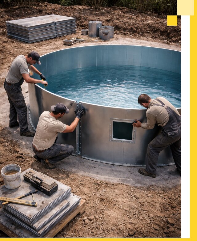 Круглые бассейны под ключ в Торжке проектирование и монтаж