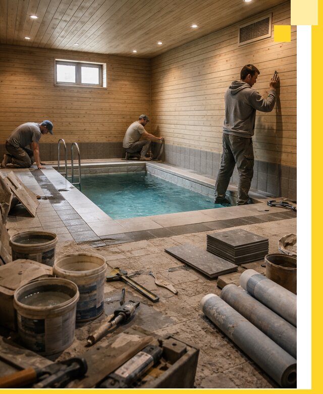 Строительство бани с бассейном и сауной под ключ в Торжке