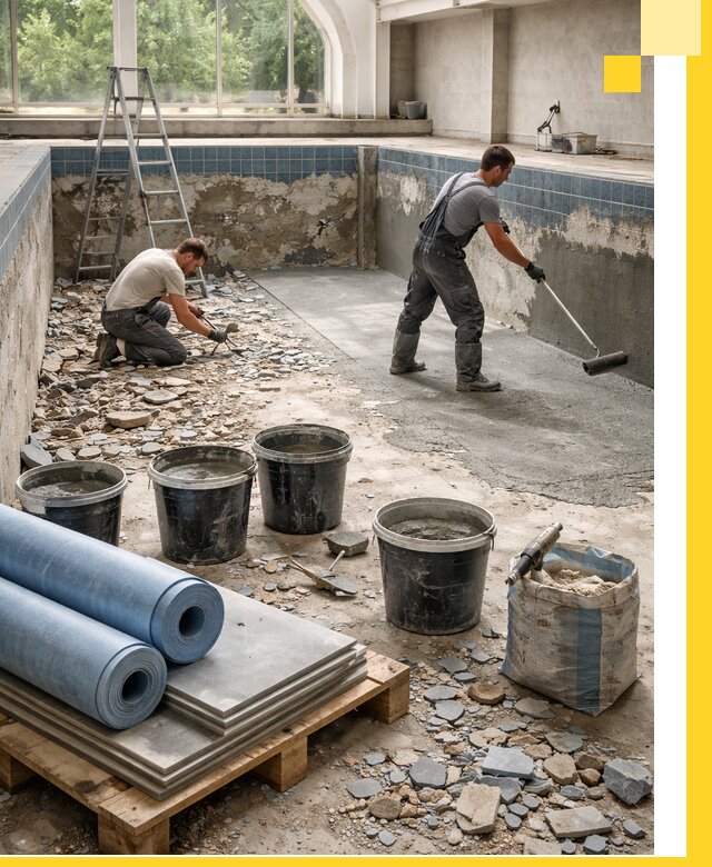 Реконструкция бассейнов в Торжке: ремонт, гидроизоляция