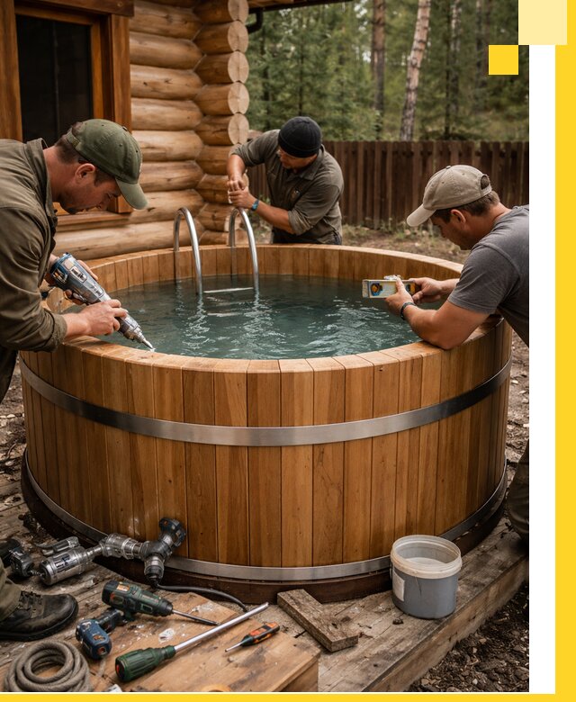 Строительство бань с купелью под ключ и отделкой в Торжке