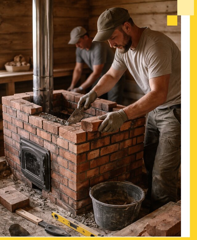 Кирпичные печи для бани под ключ в Торжке, проект и монтаж