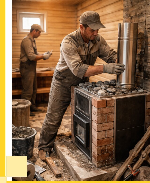 Монтаж печи в бане под ключ в Торжке от 20448 р. | ЭриданТрж