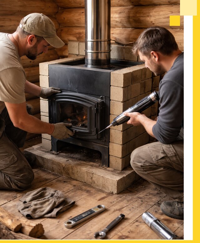 Монтаж и установка печи в бане под ключ с гарантией в Торжке