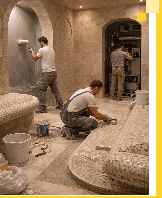 Строительство бани с хамамом и бассейном под ключ в Торжке