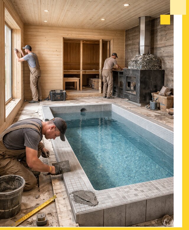 Проект бани с бассейном и сауной в Торжке под ключ