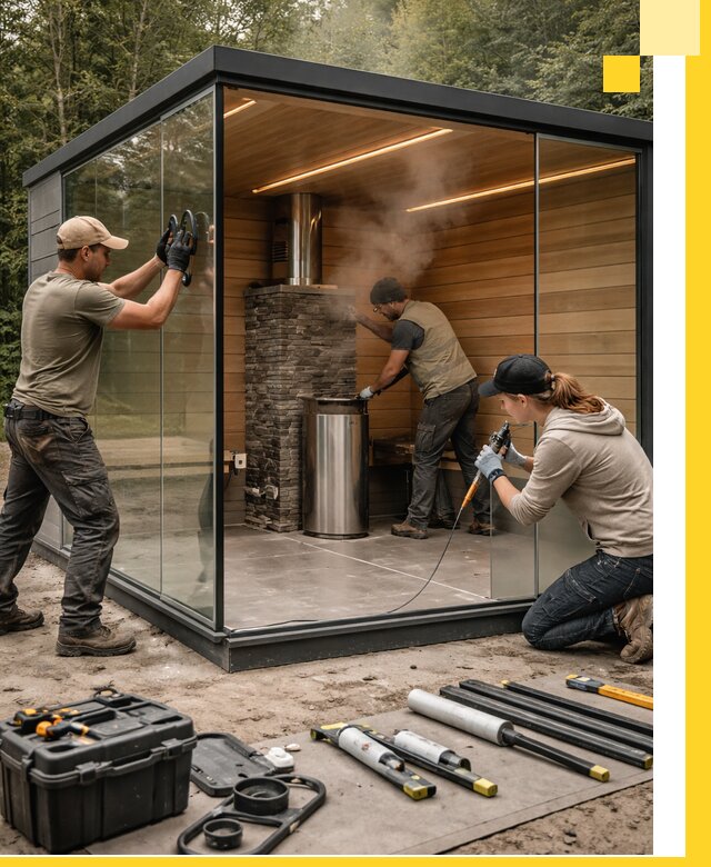 Проектирование и строительство стеклянных бань в Торжке