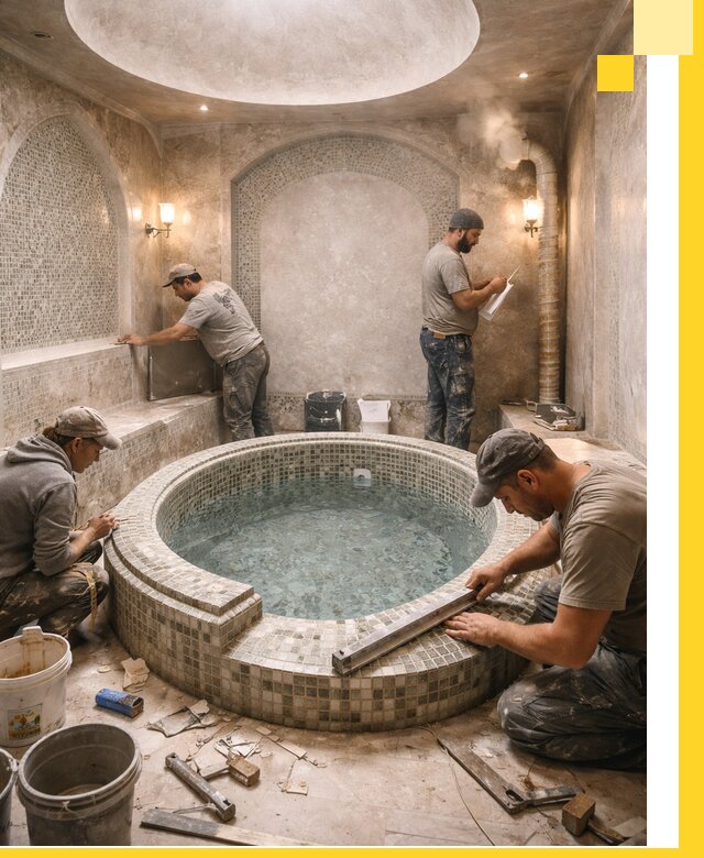 Профессиональное строительство хамама с бассейном в Торжке под ключ