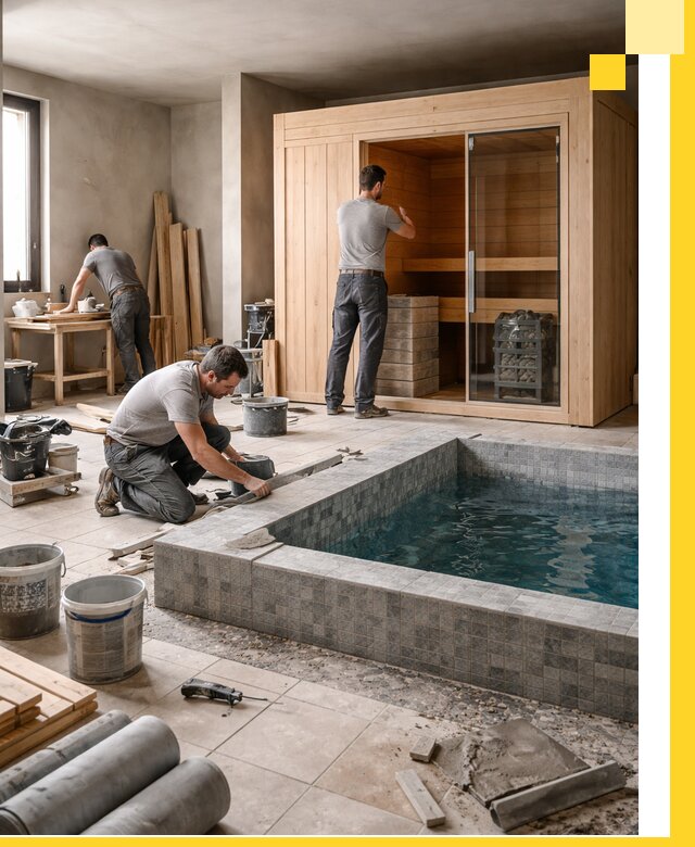 SPA зоны под ключ с бассейном сауной и печью в Торжке